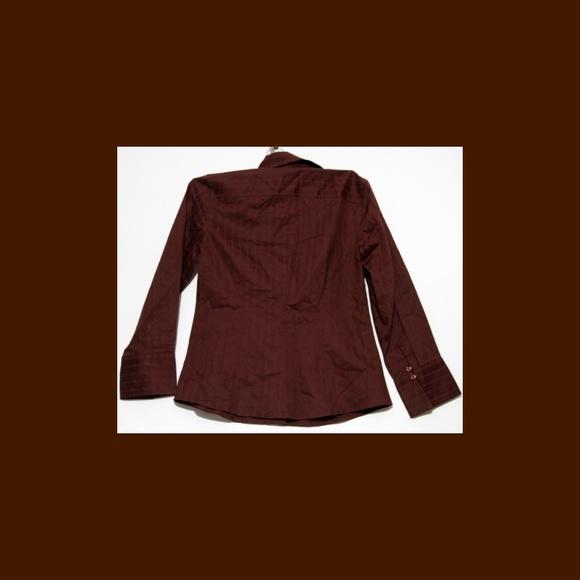 Ann Taylor Button-Down Maroon Shirt with Stripes - Picture 2 of 3